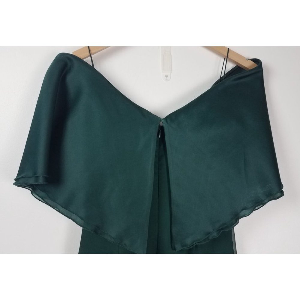 Vintage 80's Becky Bisoulis Sz. 4 Green Off The Shoulder Rose Long Formal Dress - Picture 10 of 11